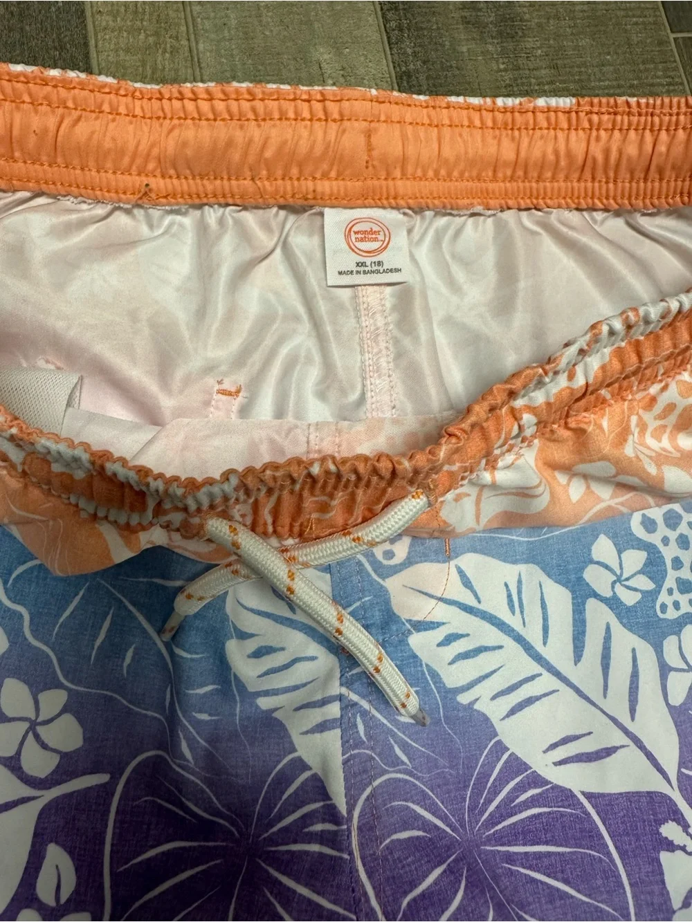 Wonder Nation Tropical Ombre Leaf Print Swim Shorts XXL 18 Beach Travel Summer
